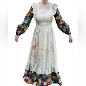70's Vintage Vicky Vaughn Junior Patchwork Prairie‎ Dress